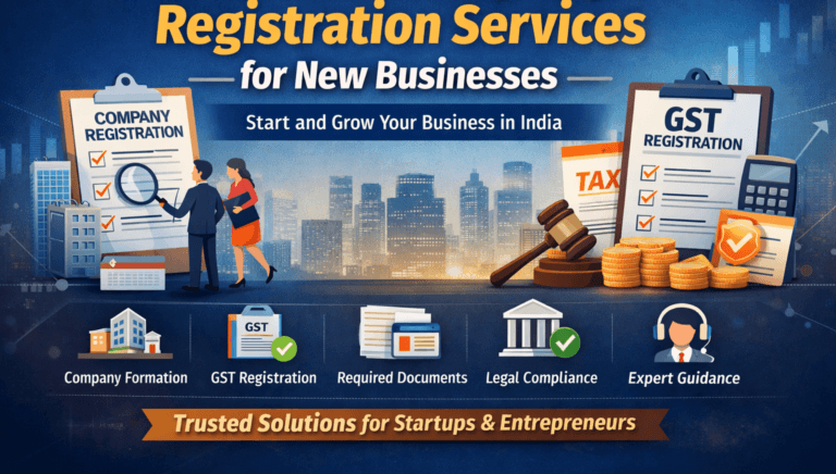 GST and company registration services for new businesses in India including company formation, GST registration, documents, and compliance support